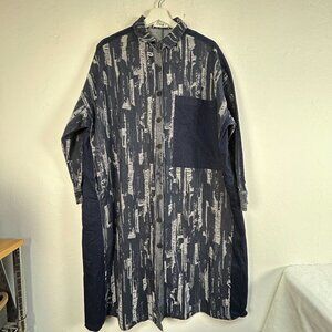 AKII Womens Button Front Distressed Denim Oversized Shirt From Japan